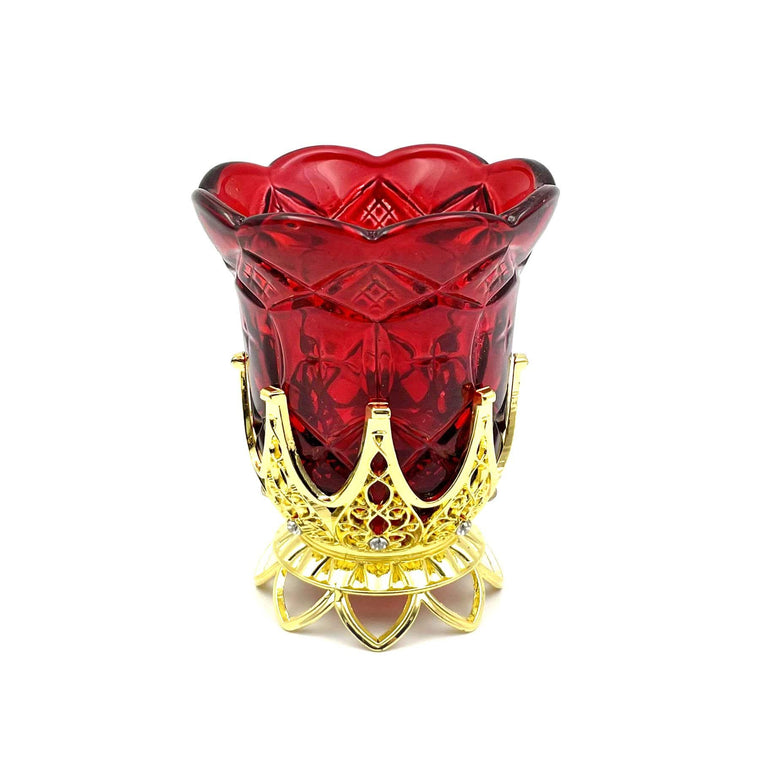 Vigil Lamp with Gold-plated Stand: Red