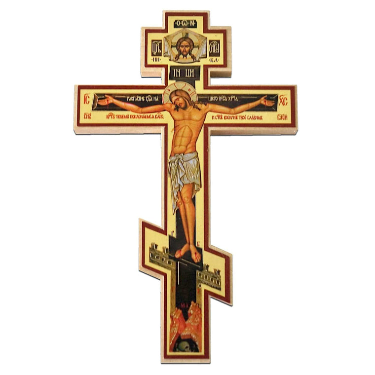 Wooden Crucifix (5.9 in) (Gold Foil Print)