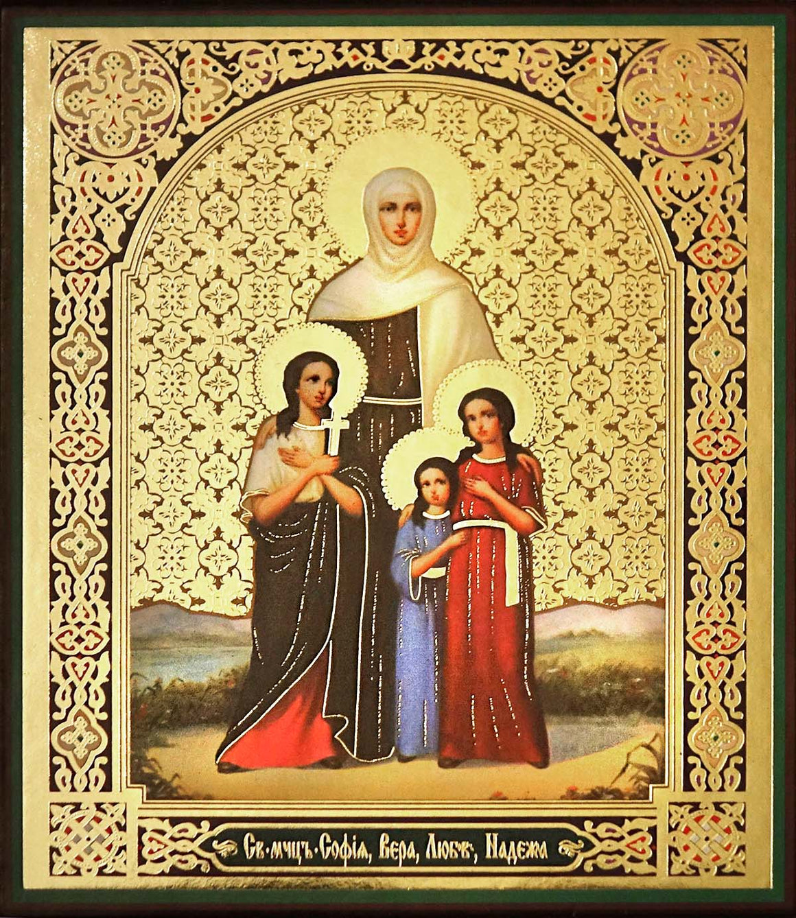 Sts. Vera, Nadezhda, Lubov & Sophia Icon (4.75 in)