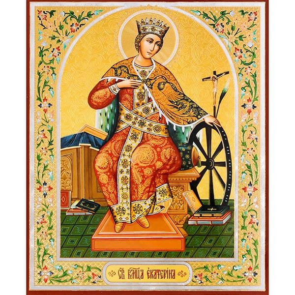 St. Catherine the Great Martyr Icon (Katherine) (3 in)