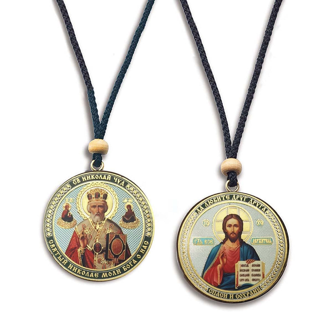 Reversible Hanging Car Icon: St. Nicholas & Christ the Savior