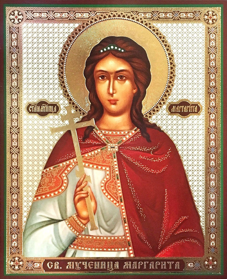 St. Marguerita the Martyr Icon (Margaret, Margarita) (4.75 in)