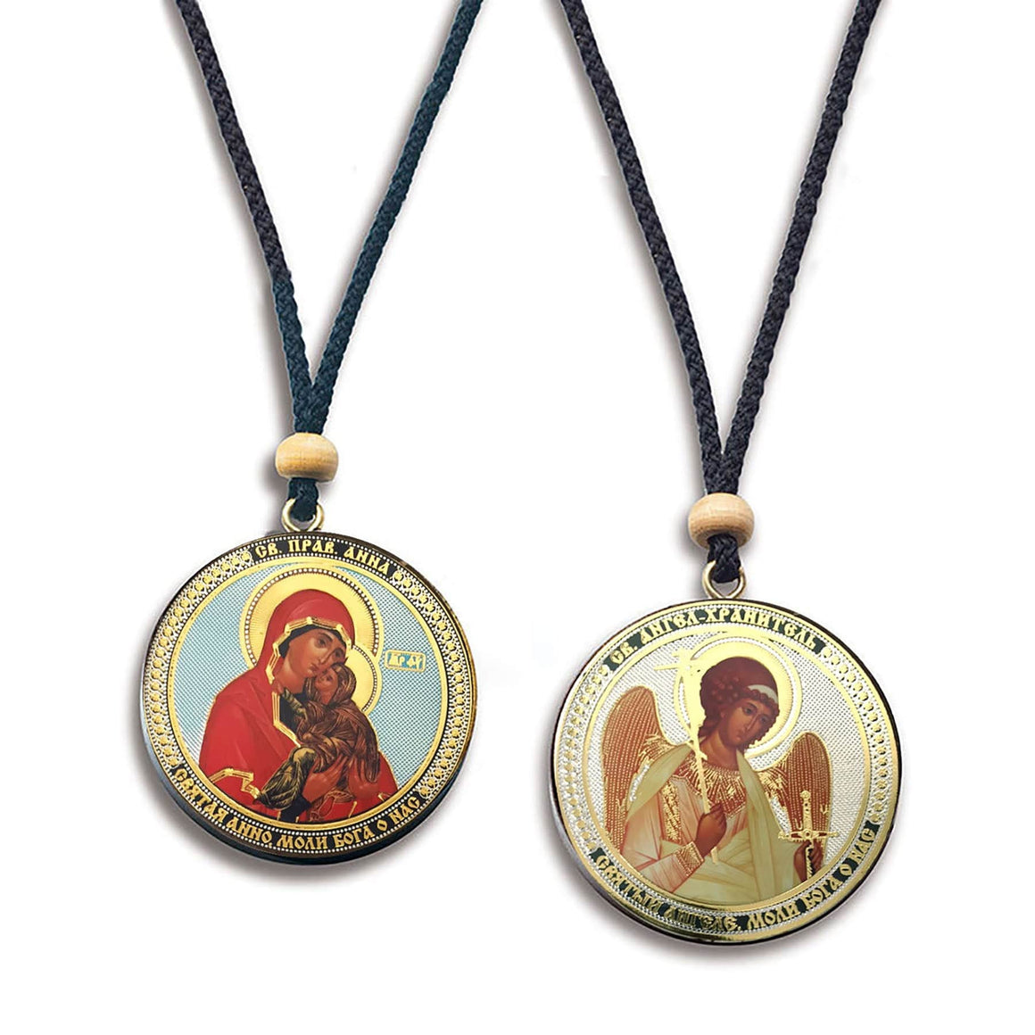 Reversible Hanging Car Icon: St. Anna & Guardian Angel