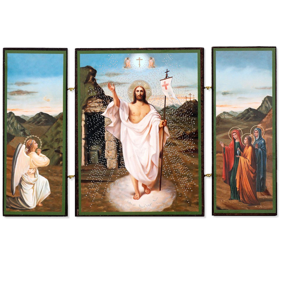 Resurrection of Christ Triptych Icon (4.8 in)