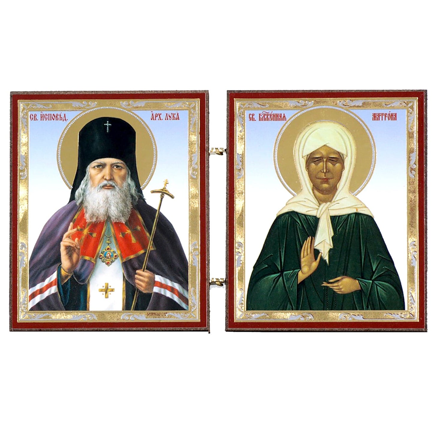 St. Luke & St. Matrona the Healers Diptych Icon (3 in)