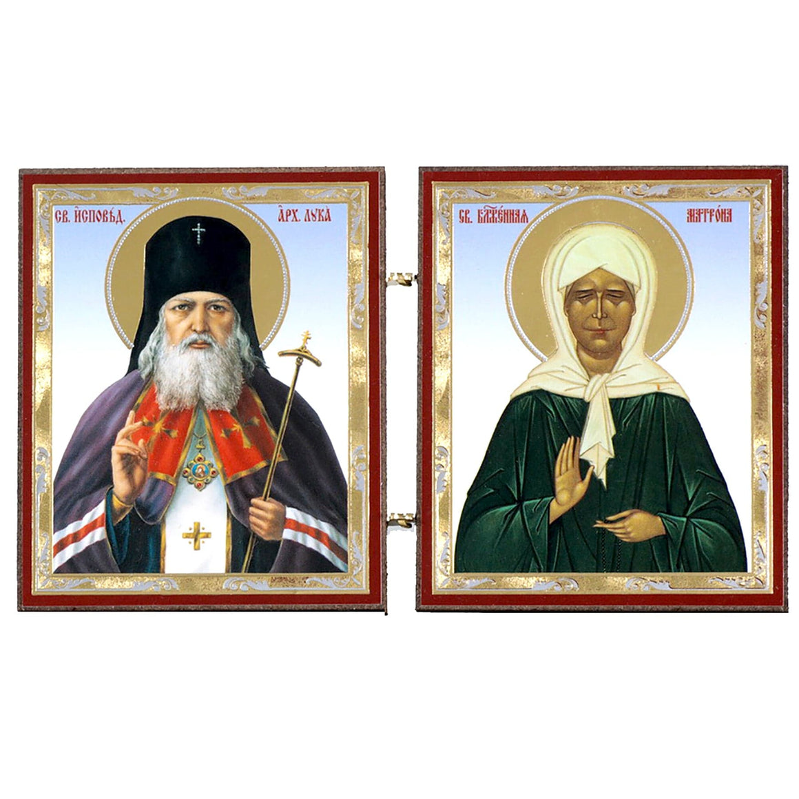 St. Luke & St. Matrona the Healers Diptych Icon (3 in)