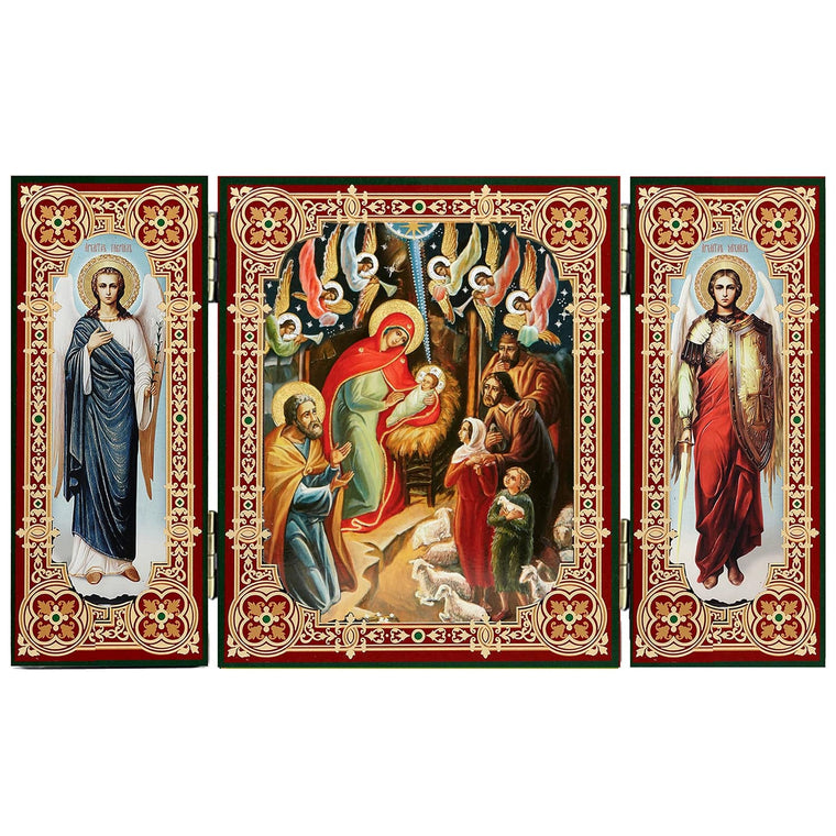 Nativity of Christ Triptych Icon (3.4 in)