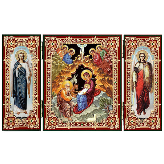 Nativity of Christ Triptych Icon (5 in)