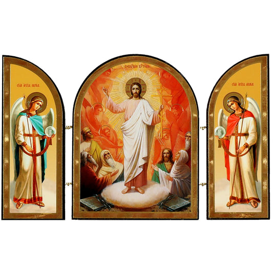 Triptych Resurrection of Christ Icon (4.8 in)