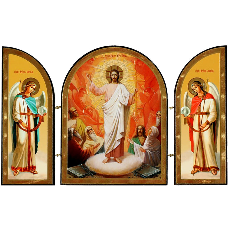 Triptych Resurrection of Christ Icon (4.8 in)