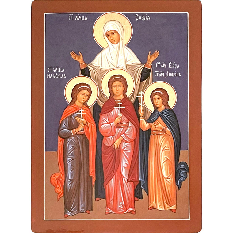 Sts. Vera, Nadezhda, Lubov & Sophia Icon (7 in)