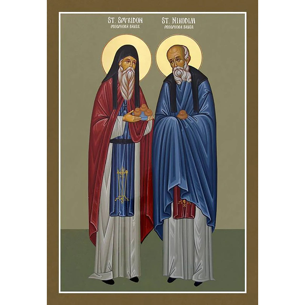 St. Spyridon & St. Nikodim, Prosphora Bakers of the Kiev Caves Icon (Canvas Print, 6 in)