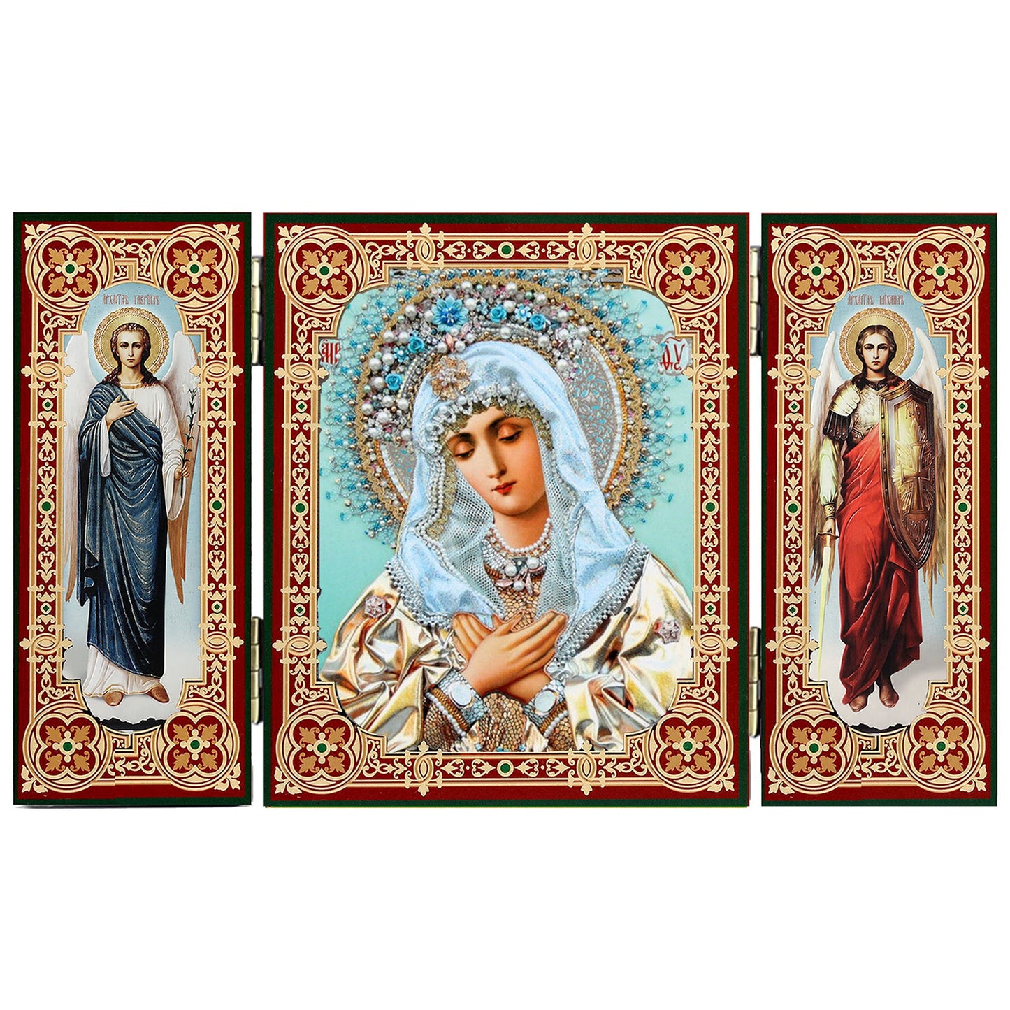 Mother of God Seraphim-Diveyevo "Tenderness" Triptych Icon (3.4 in)