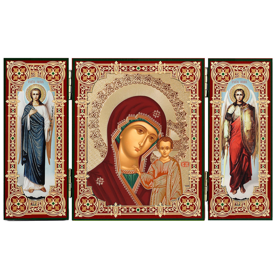 Mother of God "of Kazan" Triptych Icon (3.4 in)