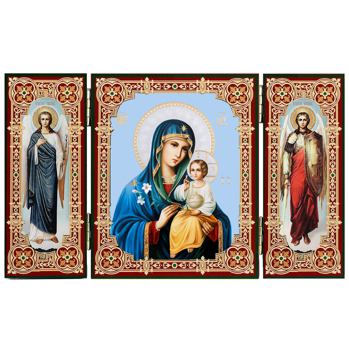 Mother of God "the Unfading Eternal Bloom" Triptych Icon (5 in)