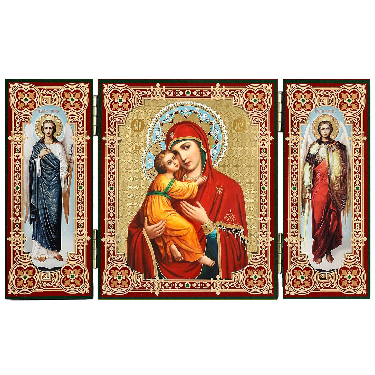 Mother of God "of Vladimir" Triptych Icon (3.4 in)