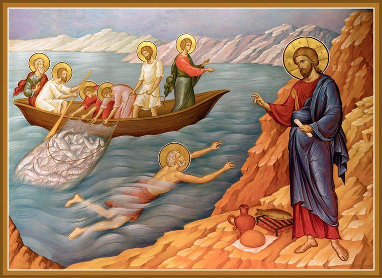 The Appearance of the Lord on the Sea of Tiberius Icon (Canvas Print, 9 in)