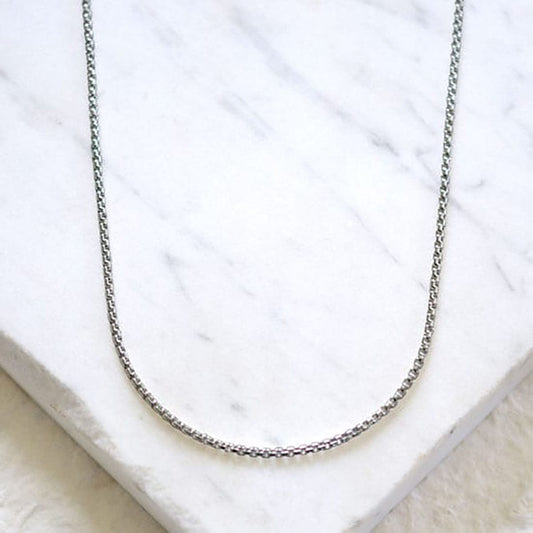 Silver Heavy Round Box Chain (24 in)