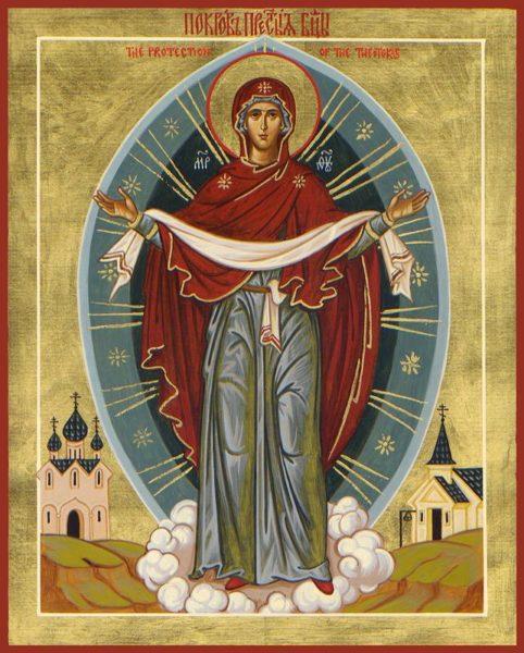 "Protection" of the Mother of God Icon (Canvas Print, 9 in)