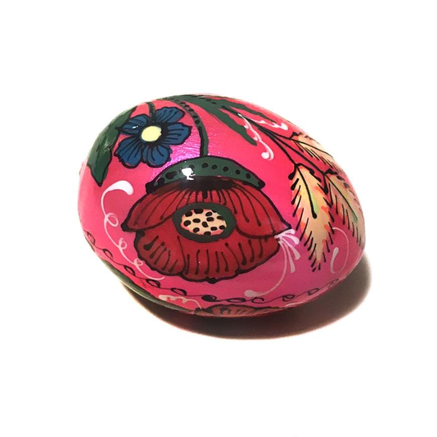 Wooden Easter Egg: Pink Floral Shimmer