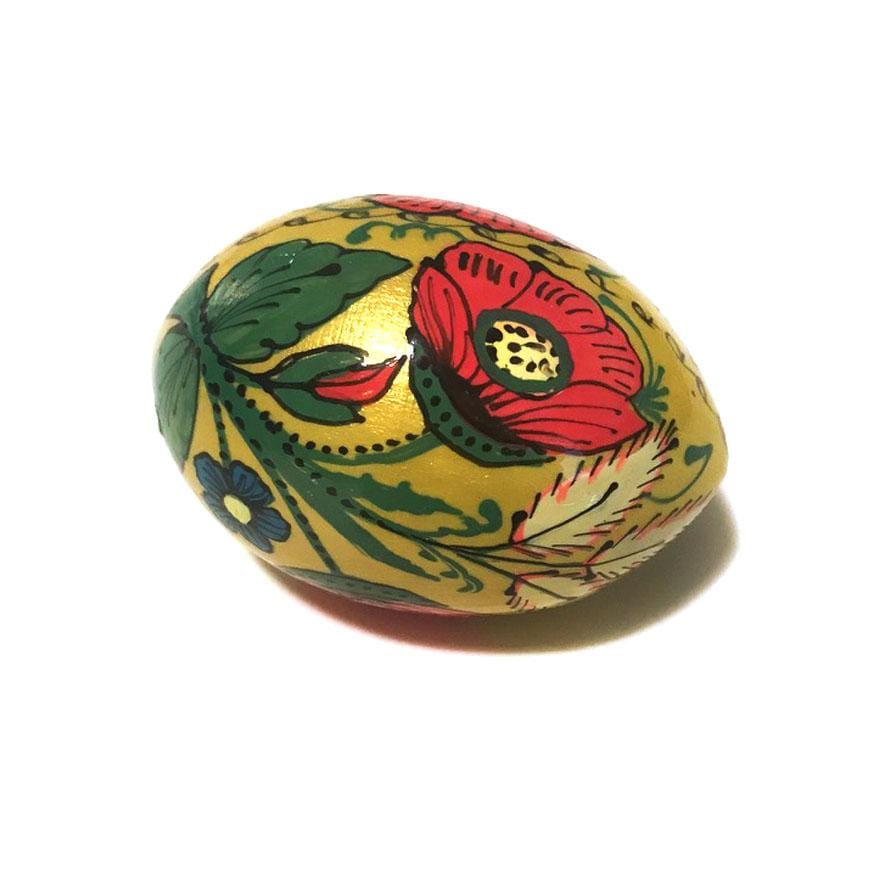 Wooden Easter Egg: Yellow Floral Shimmer