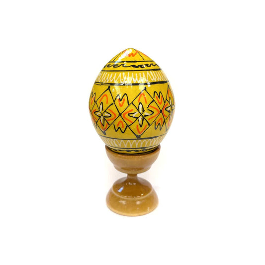 Wooden Egg with Stand: Yellow