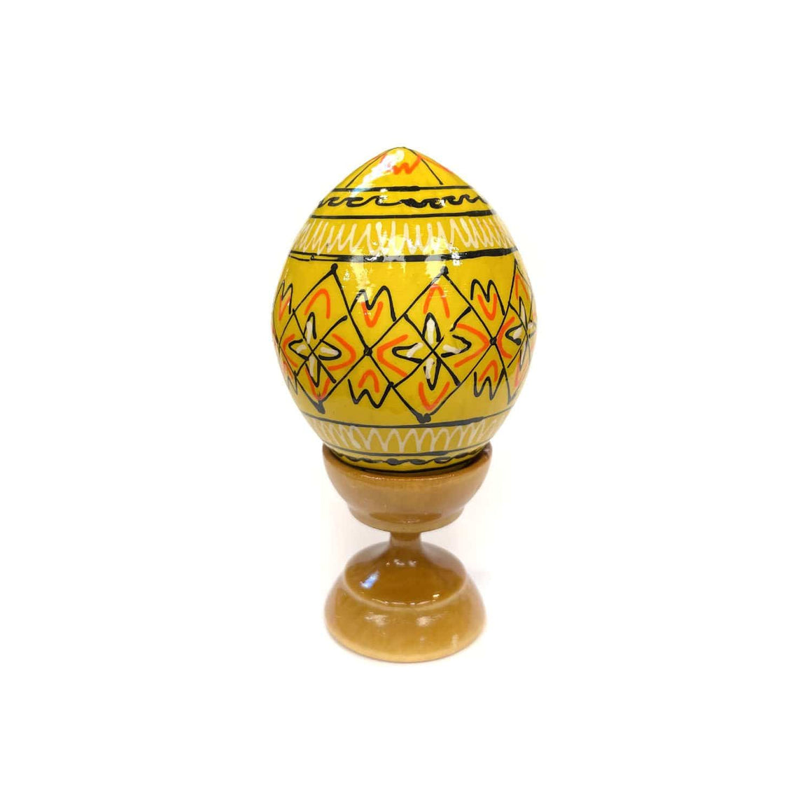 Wooden Egg with Stand: Yellow