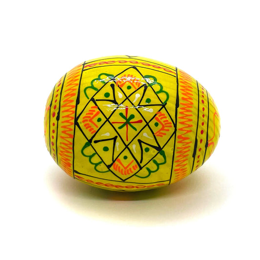 Ukrainian Wooden Easter Egg: Bright Yellow