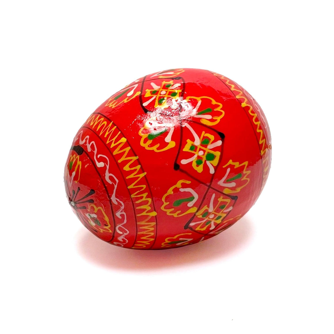Ukrainian Wooden Easter Egg: Red Orange