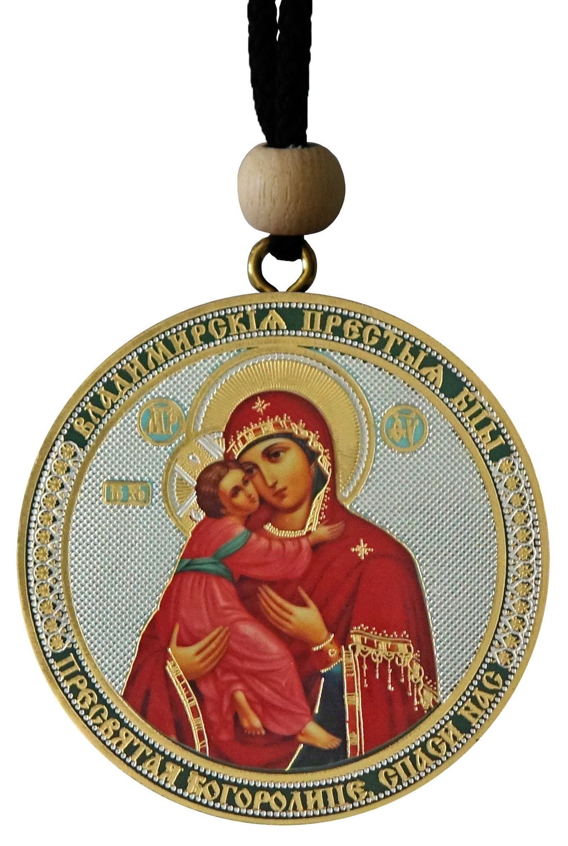 Reversible Hanging Car Icon: Theotokos of "Vladimir" & Christ the Savior