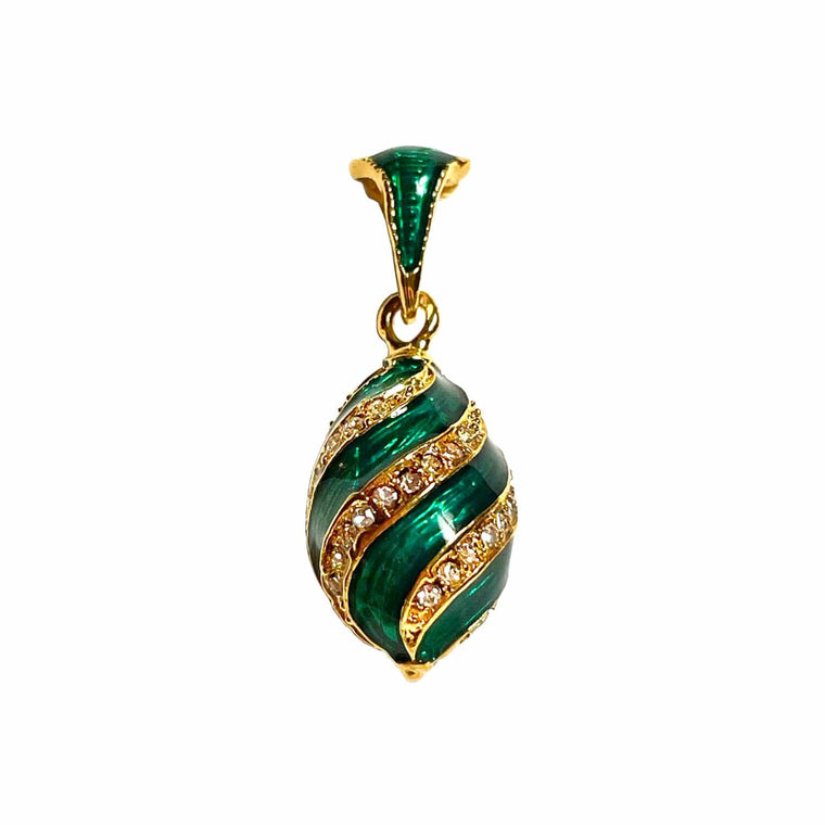 Egg Pendant: Spirals Green