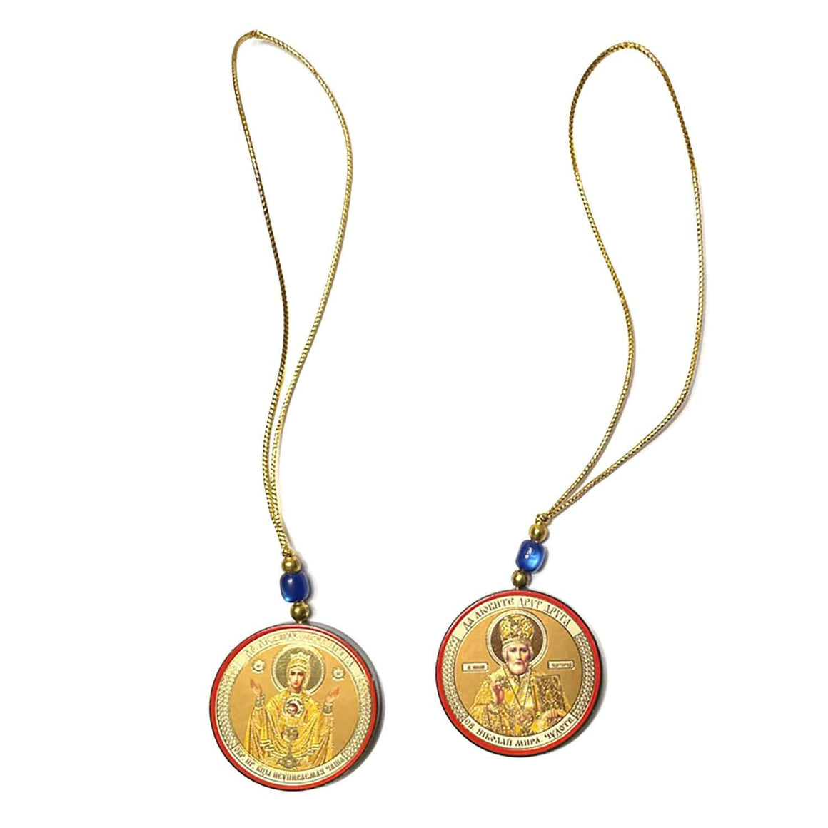 Reversible Hanging Car Icon: Theotokos "Inexhaustible Cup" & St. Nicholas