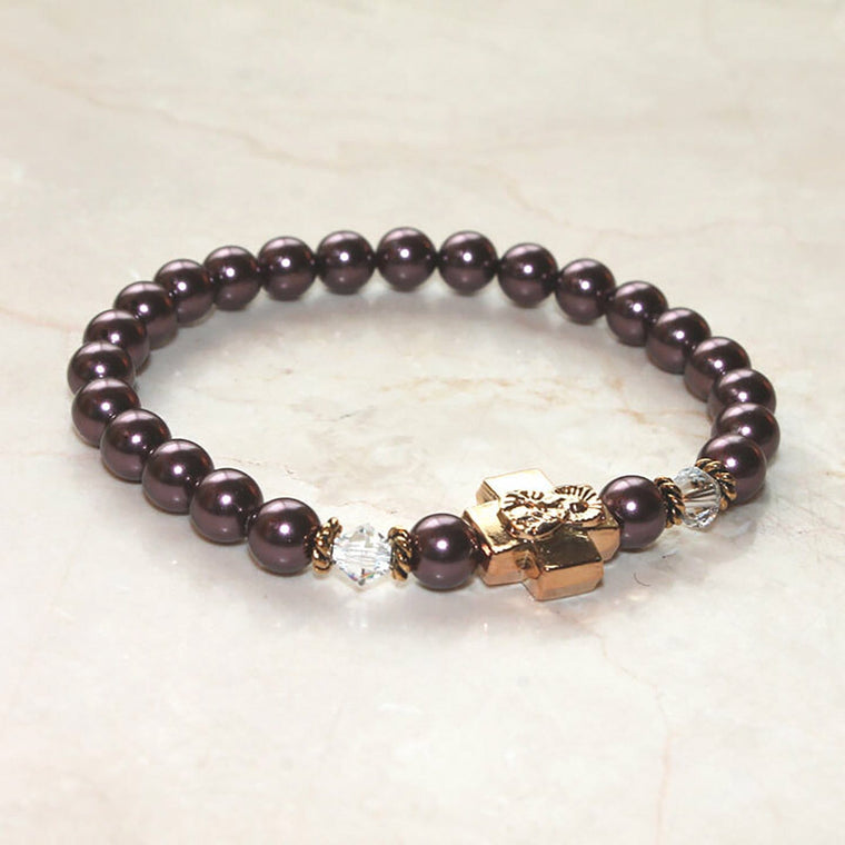 Prayer Bracelet: Swarovski Pearl Orchid (medium)