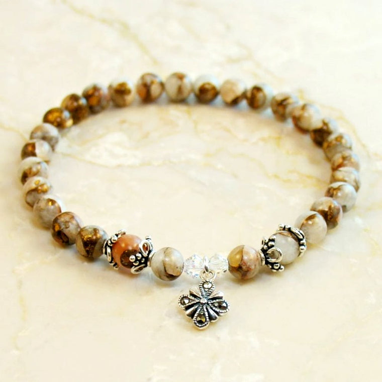 Prayer Bracelet: Semi-Precious Stone Red Calcite