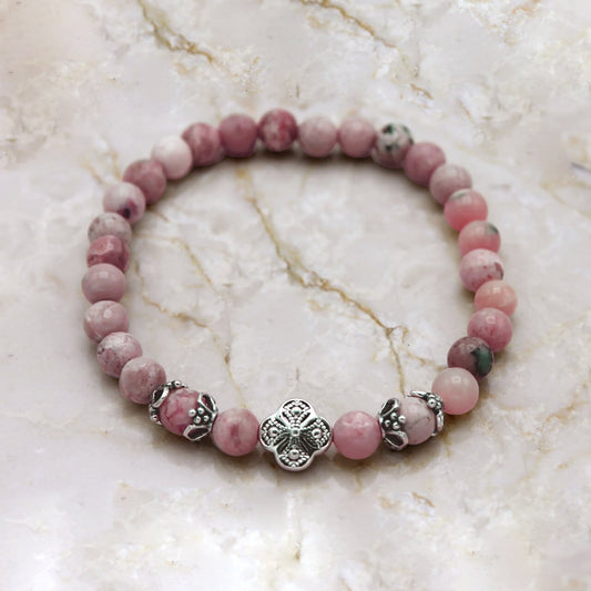 Prayer Bracelet: Semi-Precious Stone Rhodochrosite
