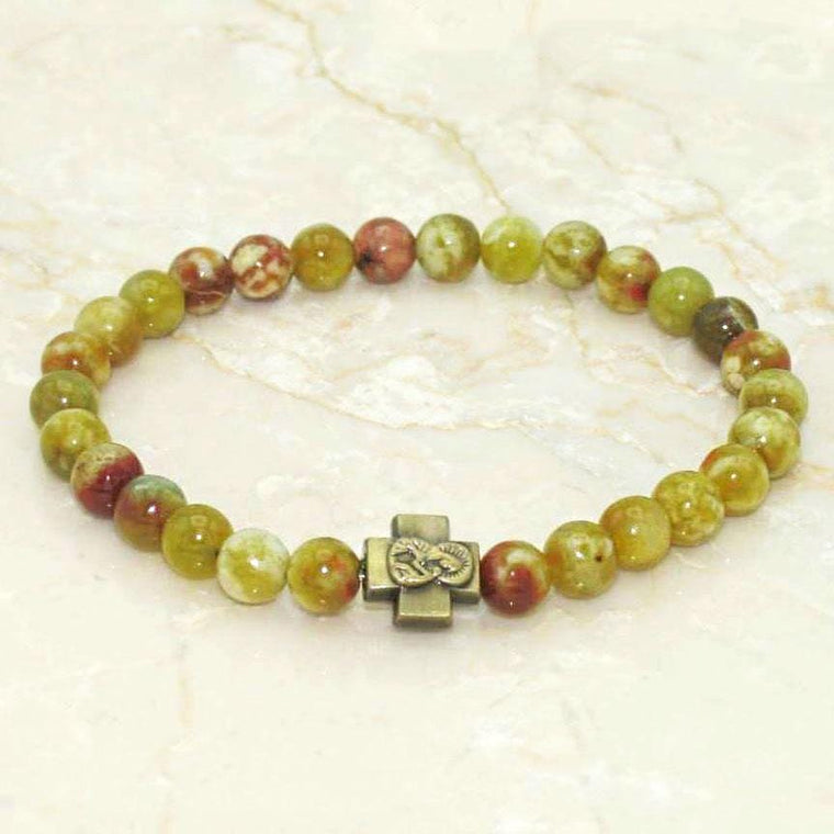 Prayer Bracelet: Semi-Precious Stone Red Serpentine