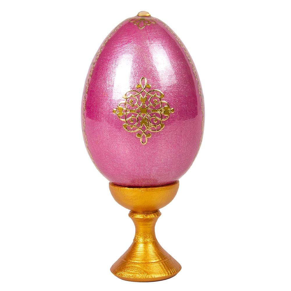 Standing Wooden Egg: Flowers on Pink